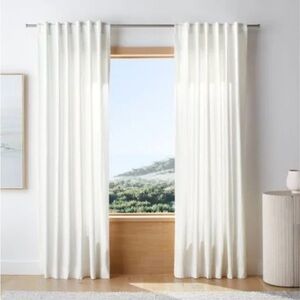 Pottery Barn Emery Cotton Linen Ivory White Curtains 96x50 Set of (2) Panels